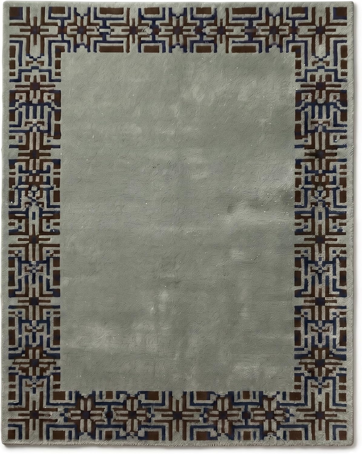 Hand-Tufted Wool Area Rug, Geometric Border,
