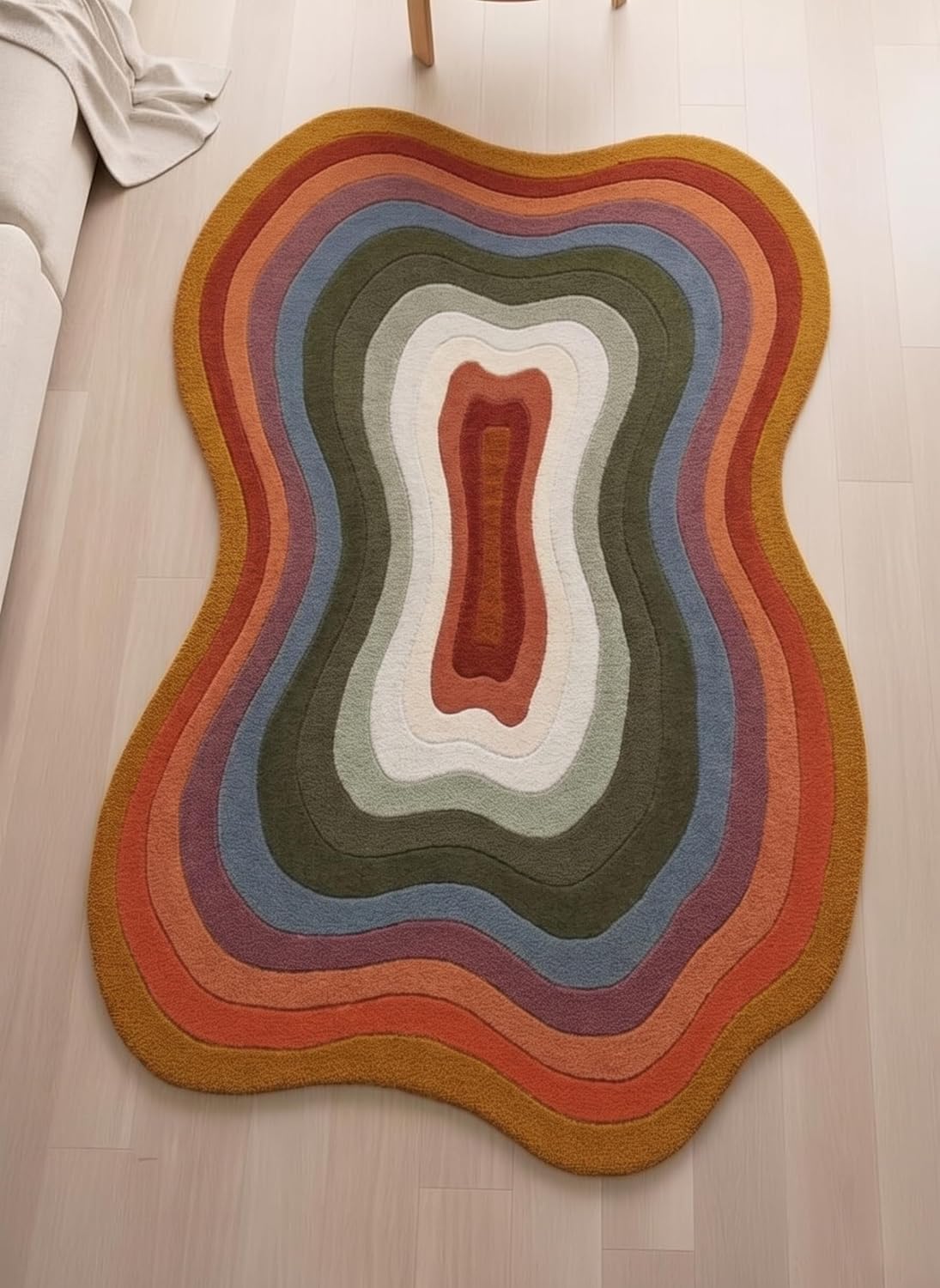 Modern Irregular Shaped Handmade Premium Wool Area Rug