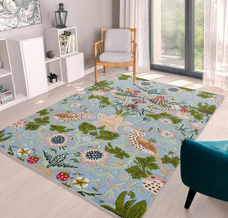 Premium Handmade Wild Strawberry Floral Wool Area Rug