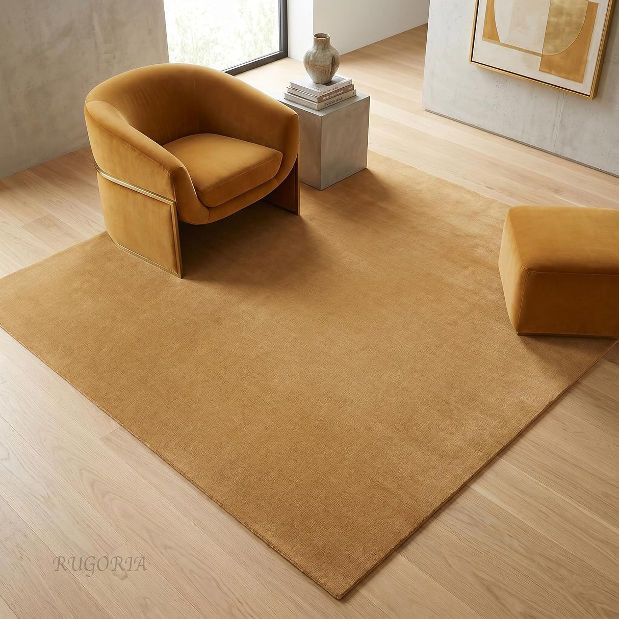 Solid Hand Tufted Wool Area Rug, Soft Plush Carpet