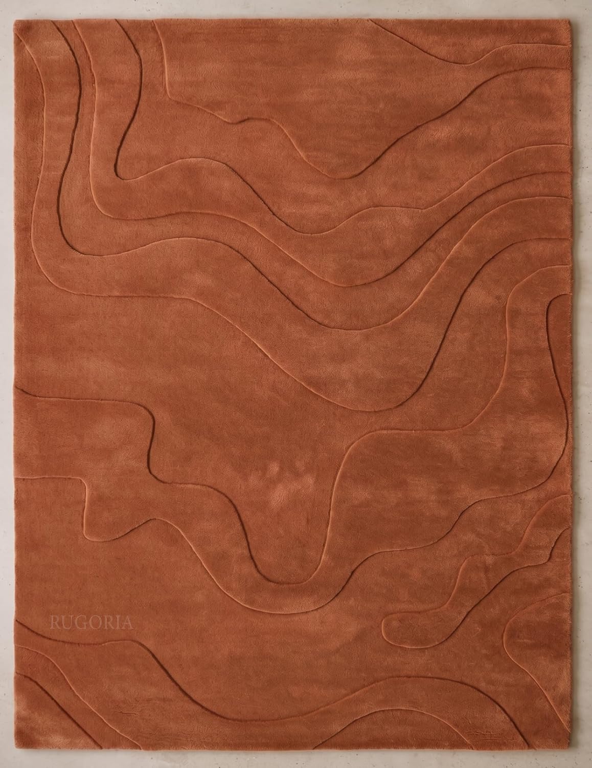 Modern Abstract Hand-Tufted Wool Area Rug Carved High-Low Pattern