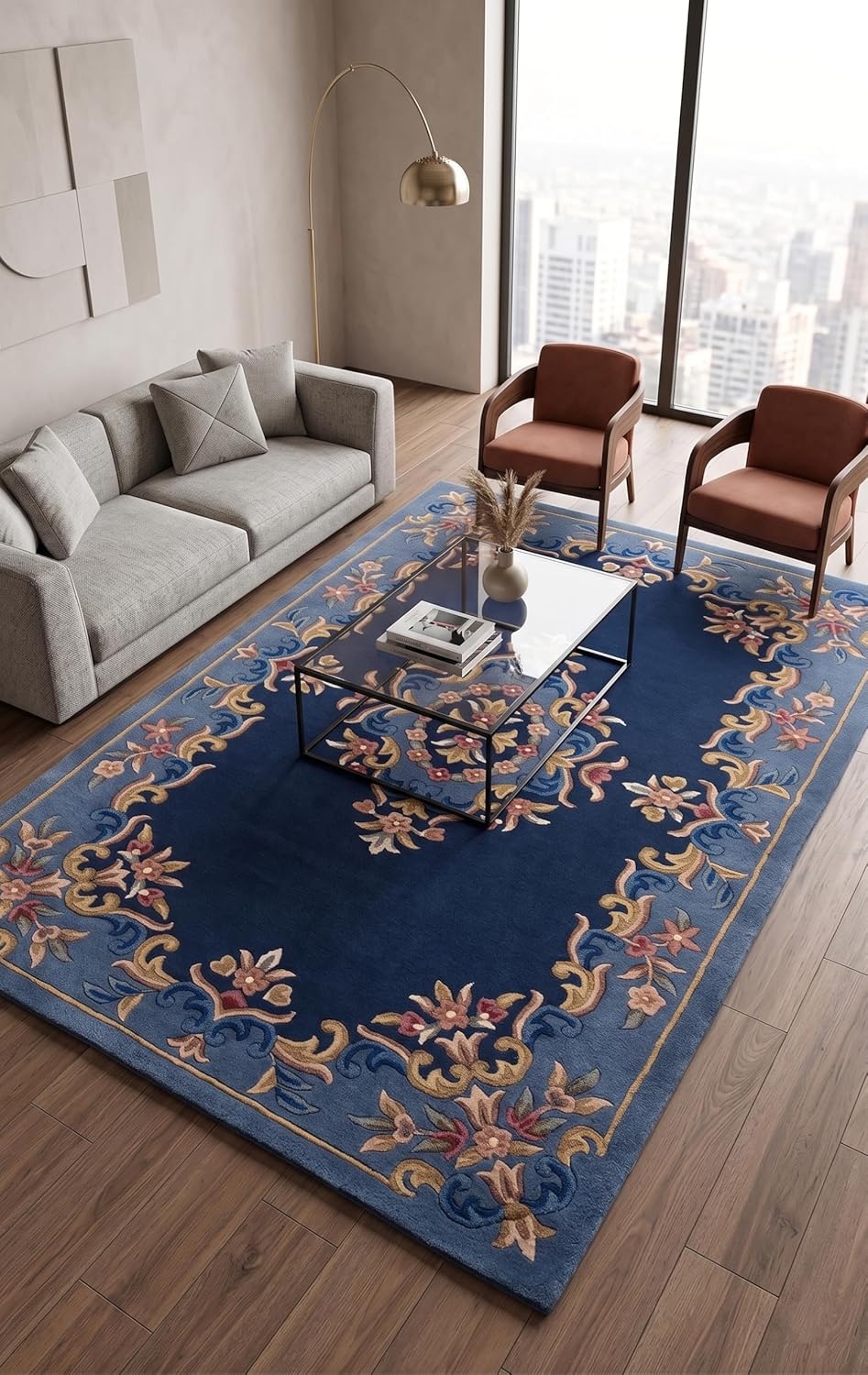 Handmade Traditional Wool Rug | Floral Medallion Border Design