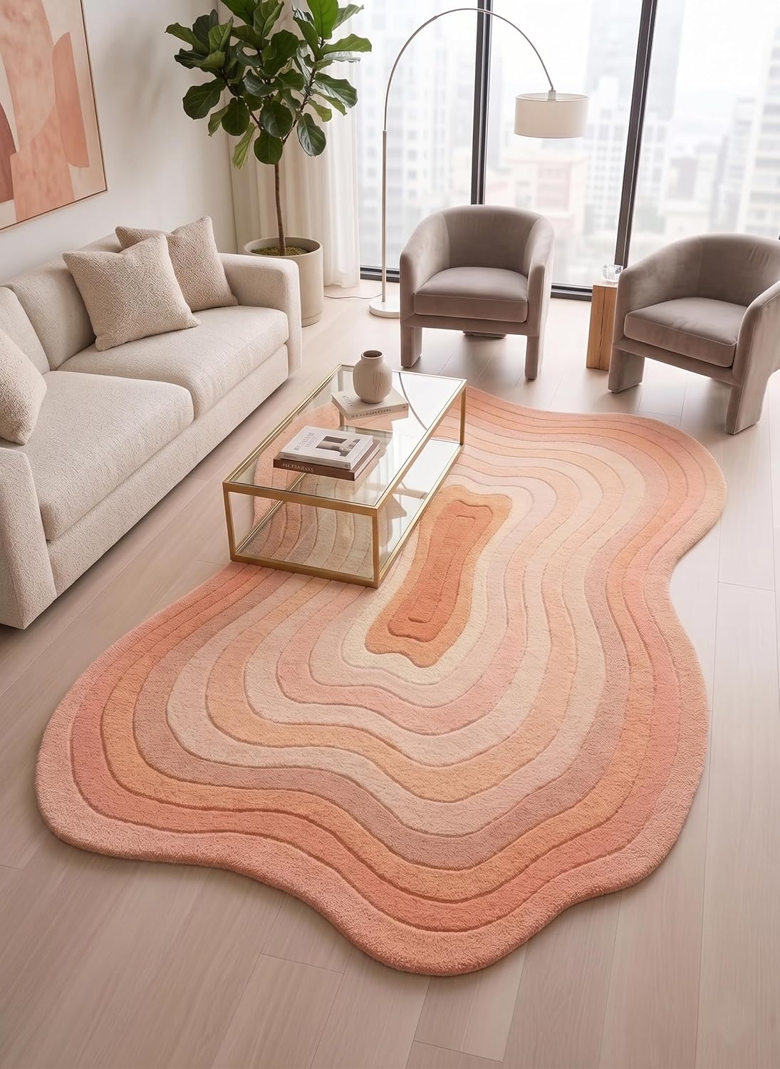 Modern Irregular Shaped Handmade Premium Wool Area Rug