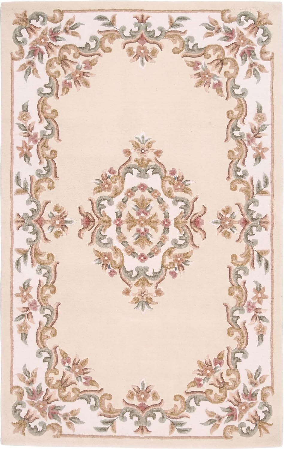 Handmade Traditional Wool Rug | Floral Medallion Border Design