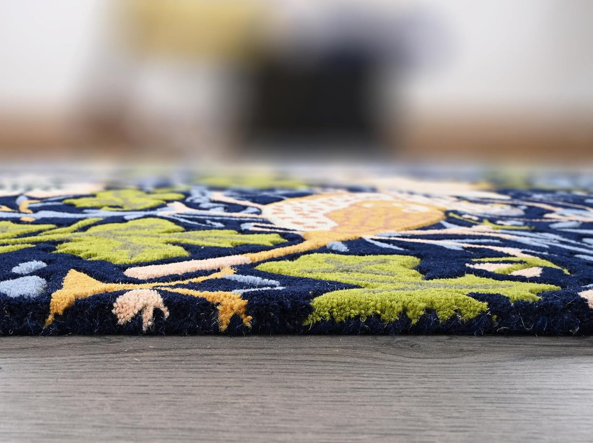 Premium Handmade Wild Strawberry Floral Wool Area Rug