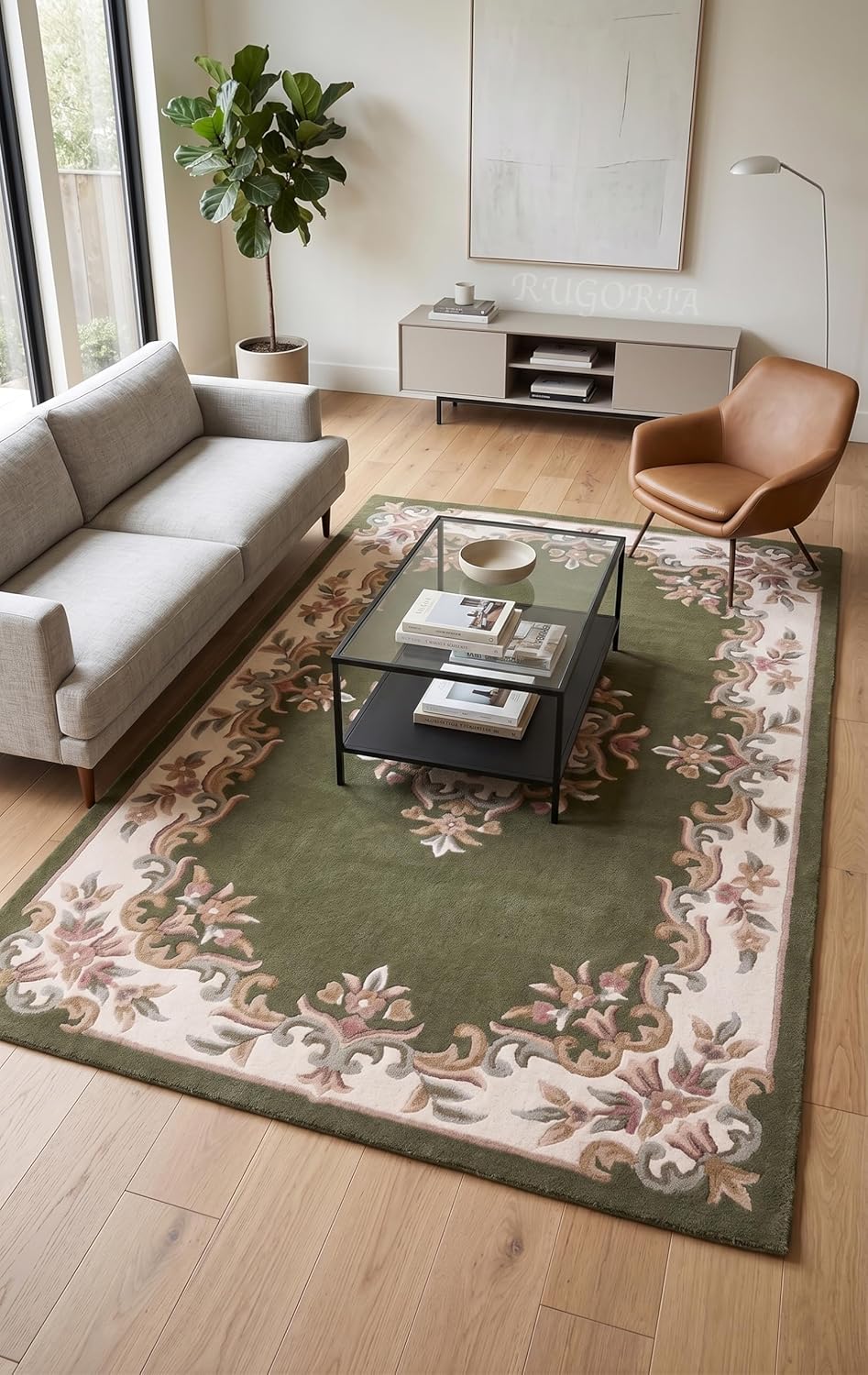 Handmade Traditional Wool Rug | Floral Medallion Border Design