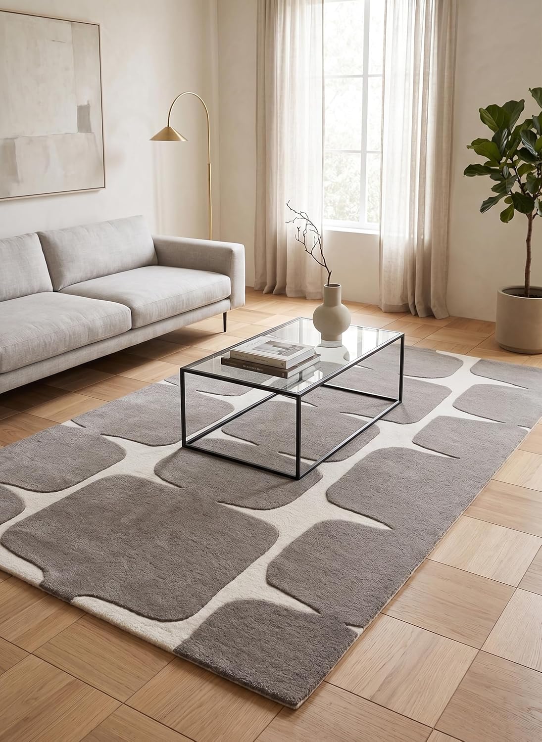 Modern Wool Rug – Hand-Tufted, Soft & Thick | Abstract Geometric Design