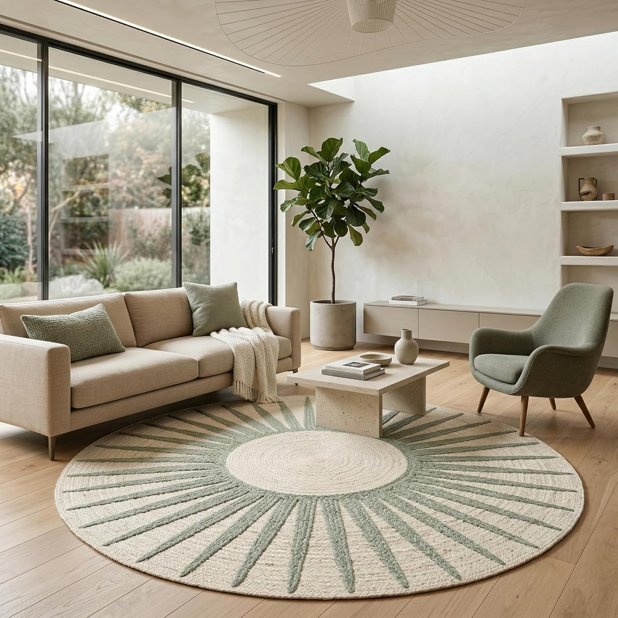 Round Jute Rug – Handwoven Natural Fiber Accent Rug