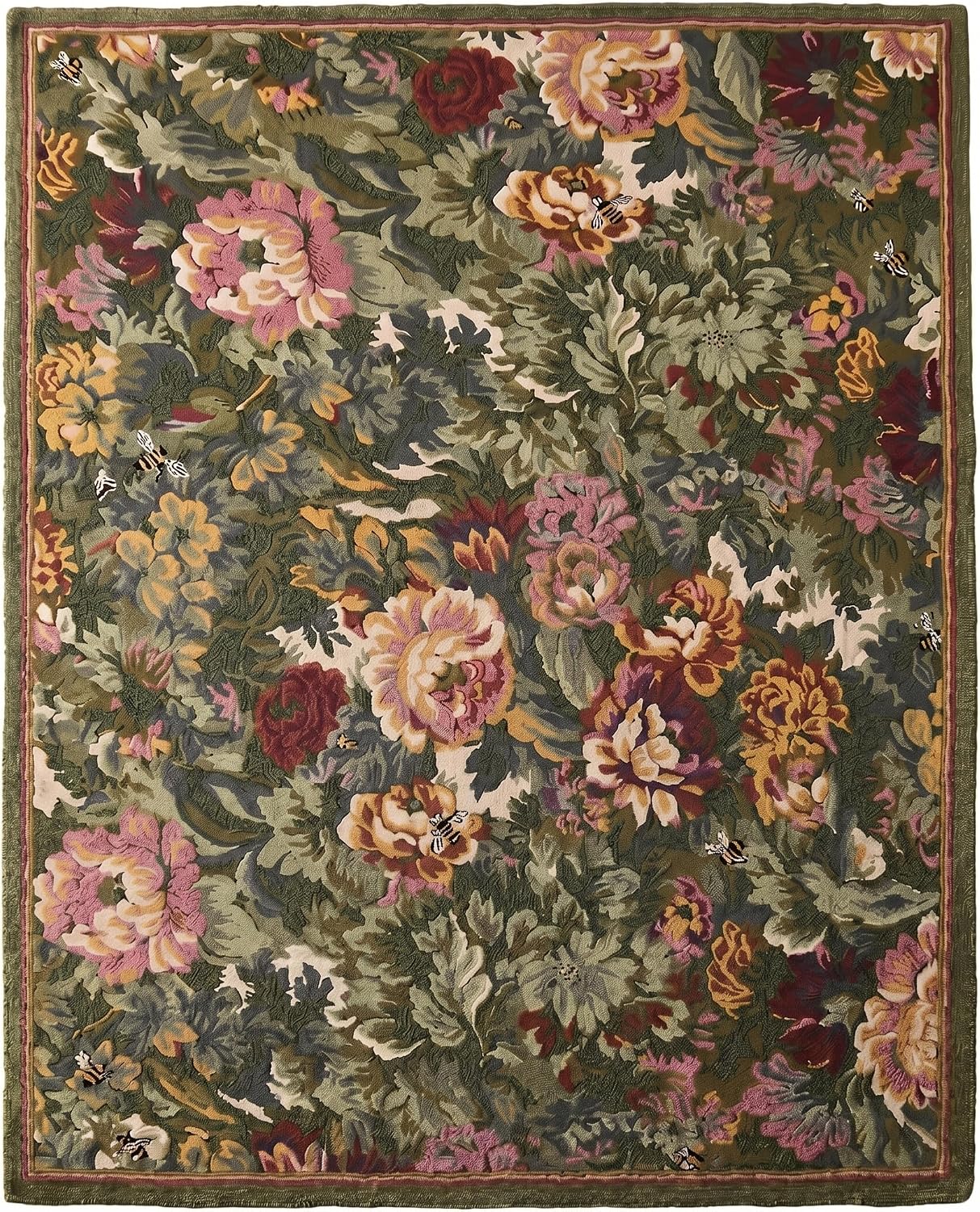 Floral Garden Hand Tufted Wool Area Rug with Botanical Bloom Pattern