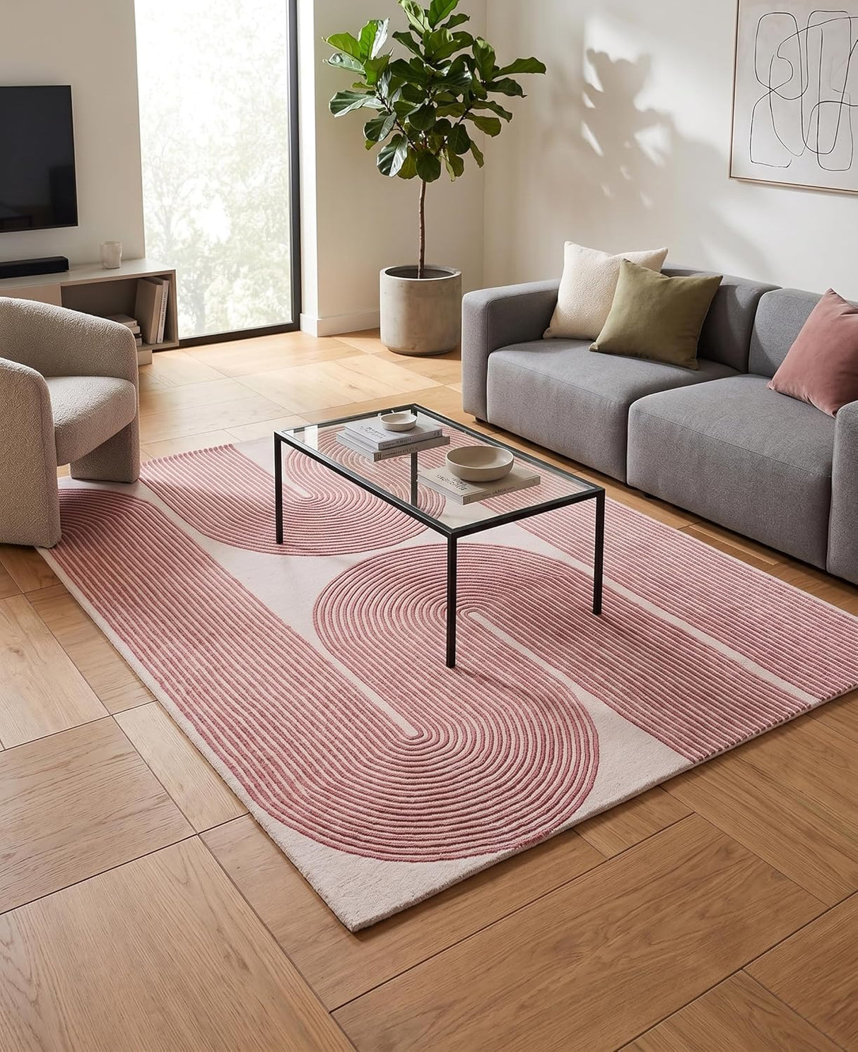 Gold, Ink & Olive Modern Hand-Tufted Wool Area Rug