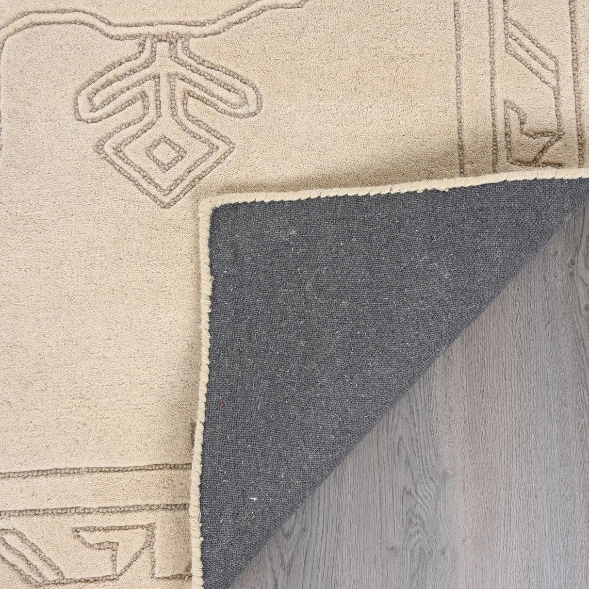 Handmade Wool Area Rug - Beige Tribal Geometric Pattern | Large, Soft & Plush Hand-Tufted Carpet | Modern Boho Neutral Living Room, Bedroom, Dining Room & Office Décor