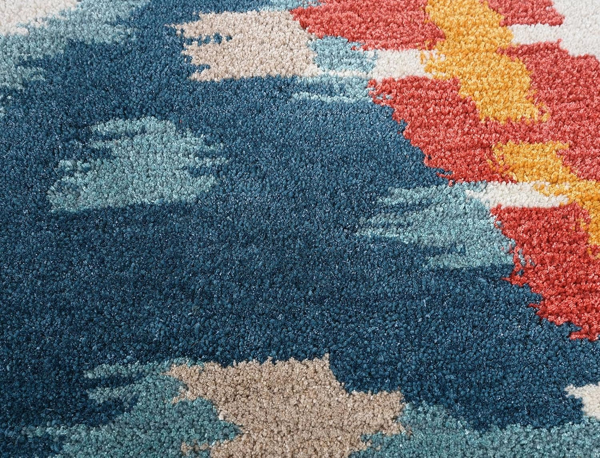 Premium Modern Handmade Wool & Viscose Flame Pattern Area Rug