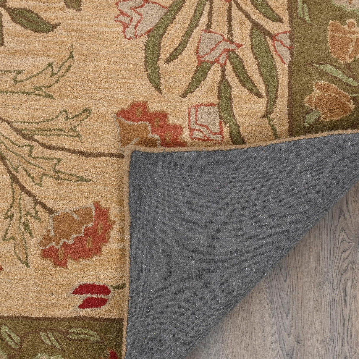 Hand-Tufted Adeline Wool Rug in Beige/Blue with Traditional Floral Tulip Design