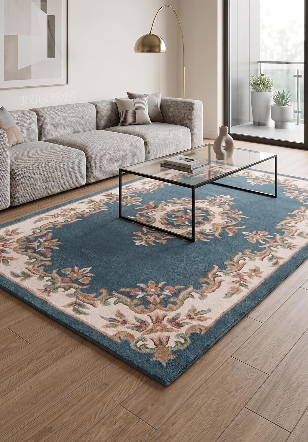 Handmade Traditional Wool Rug | Floral Medallion Border Design