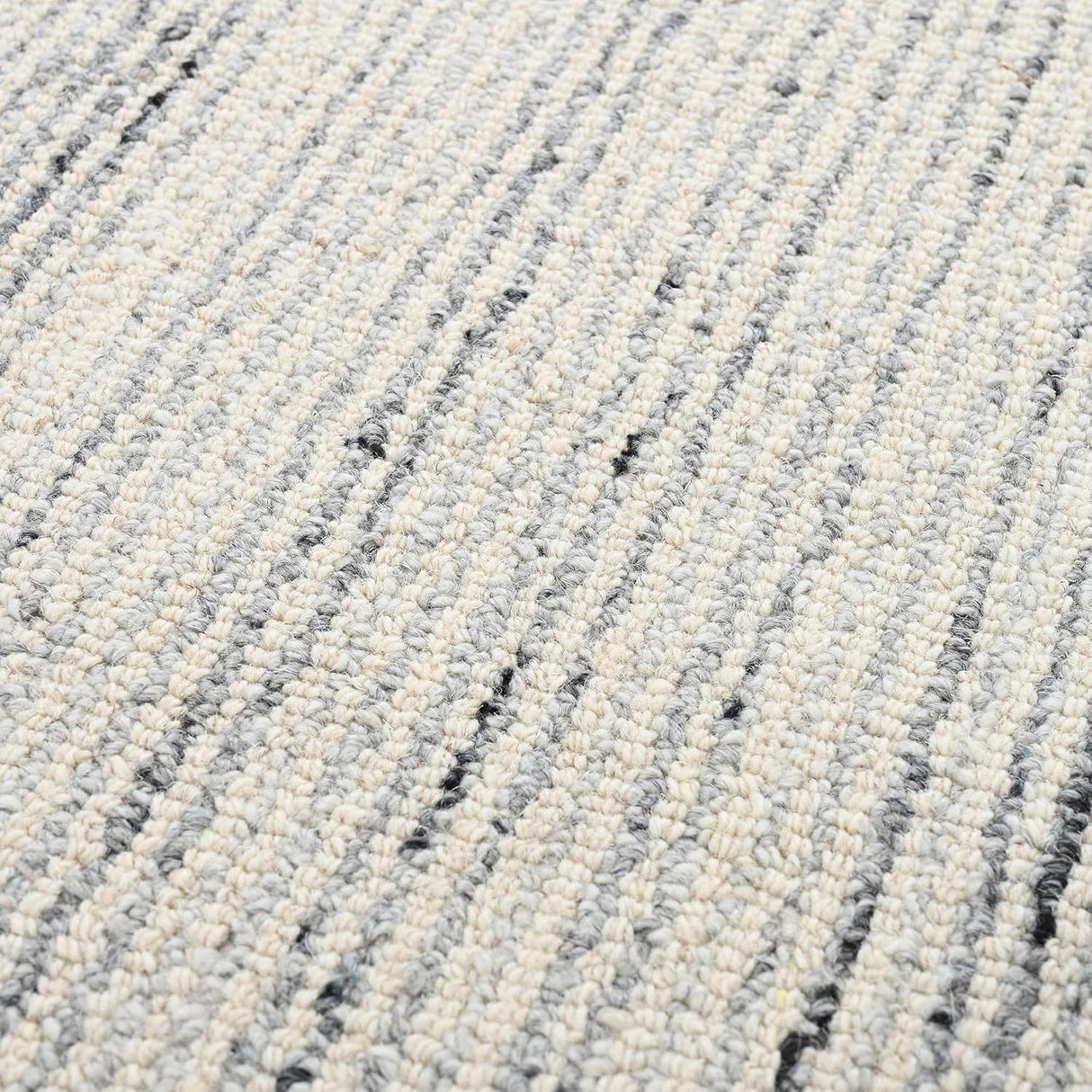 Handmade Scalloped Wool Rug - Irregular Edge Textured Area Rug - Soft, Modern Geometric Design Carpet