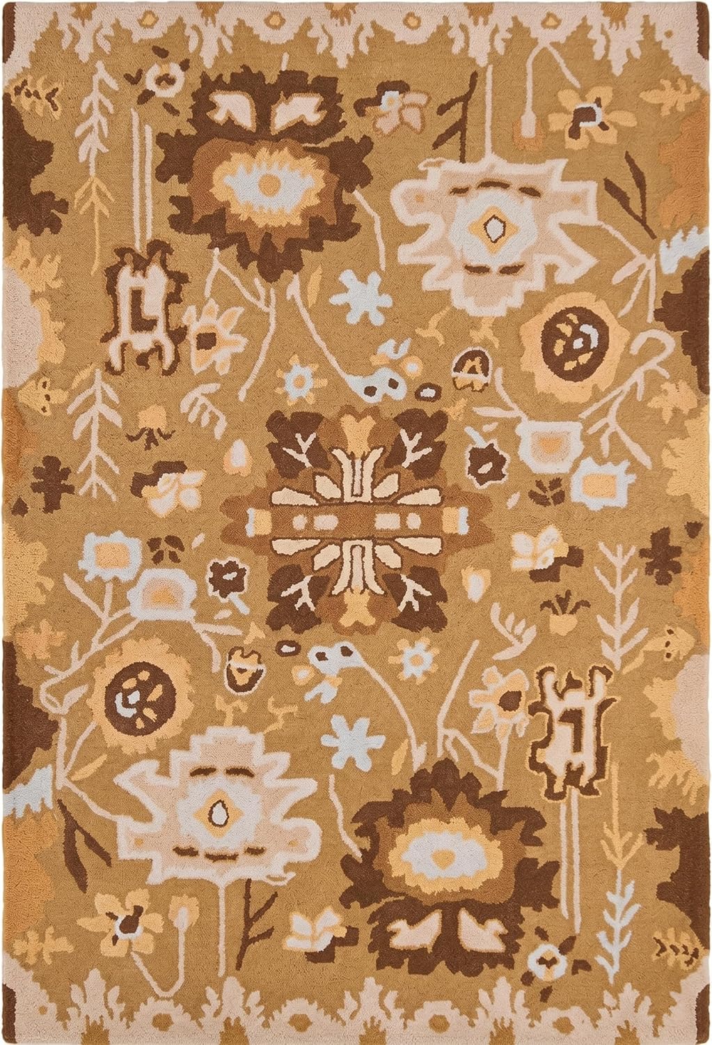 Handmade Oushak Wool Area Rug – Featuring Floral and Botanical Patterns in Soft Tones