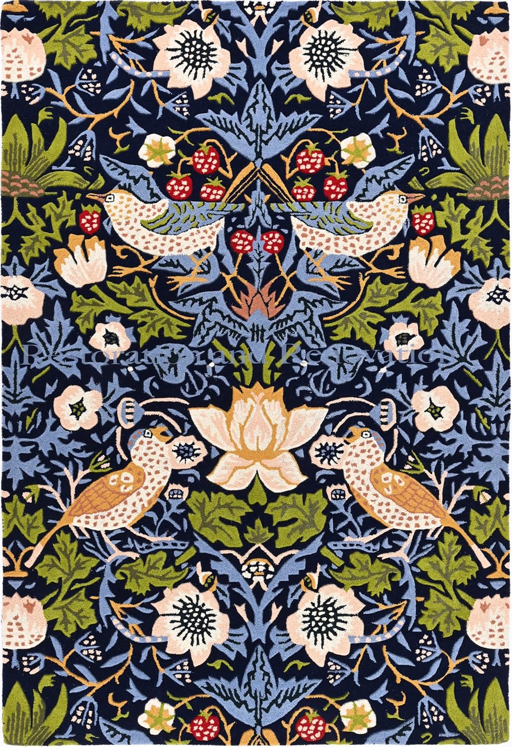 Premium Handmade Wild Strawberry Floral Wool Area Rug