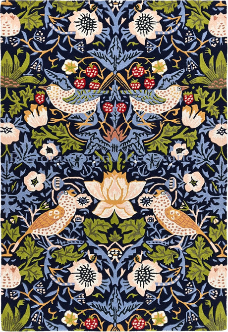 Premium Handmade Wild Strawberry Floral Wool Area Rug