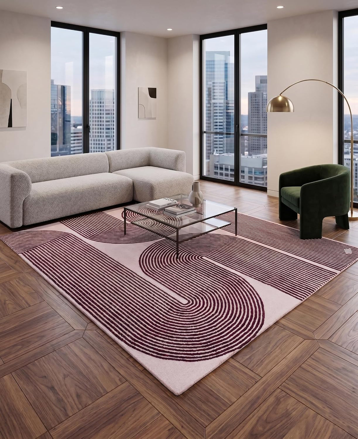 Gold, Ink & Olive Modern Hand-Tufted Wool Area Rug