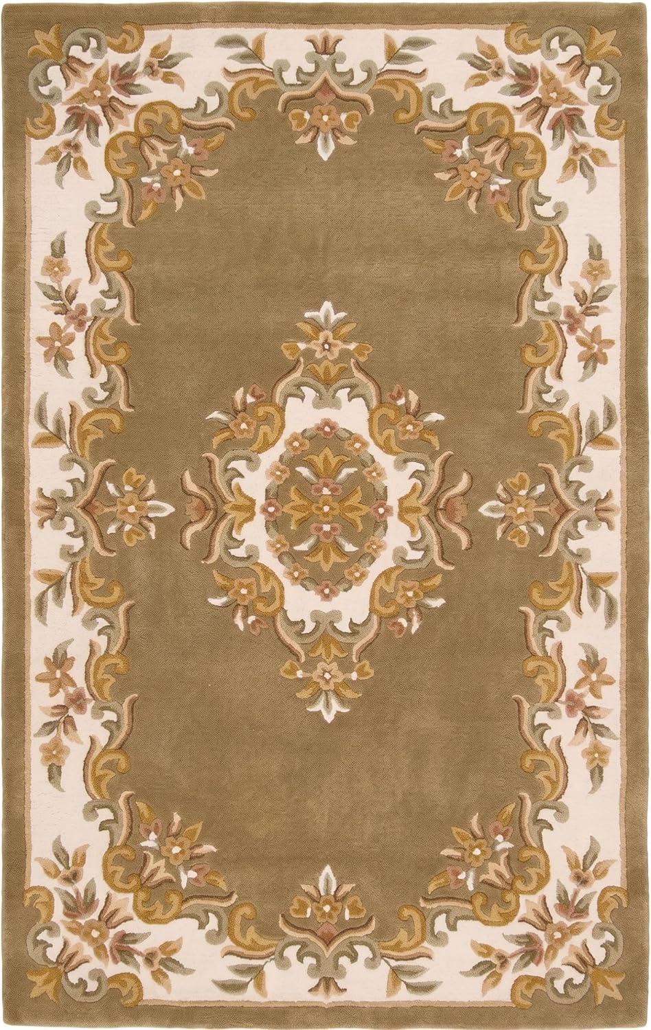 Handmade Traditional Wool Rug | Floral Medallion Border Design