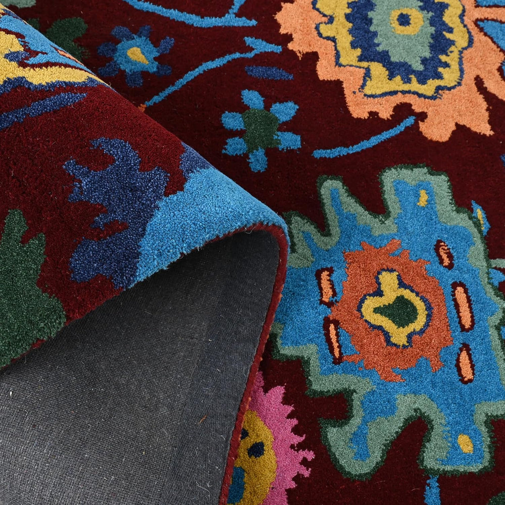 Handmade Oushak Wool Area Rug – Featuring Floral and Botanical Patterns in Soft Tones