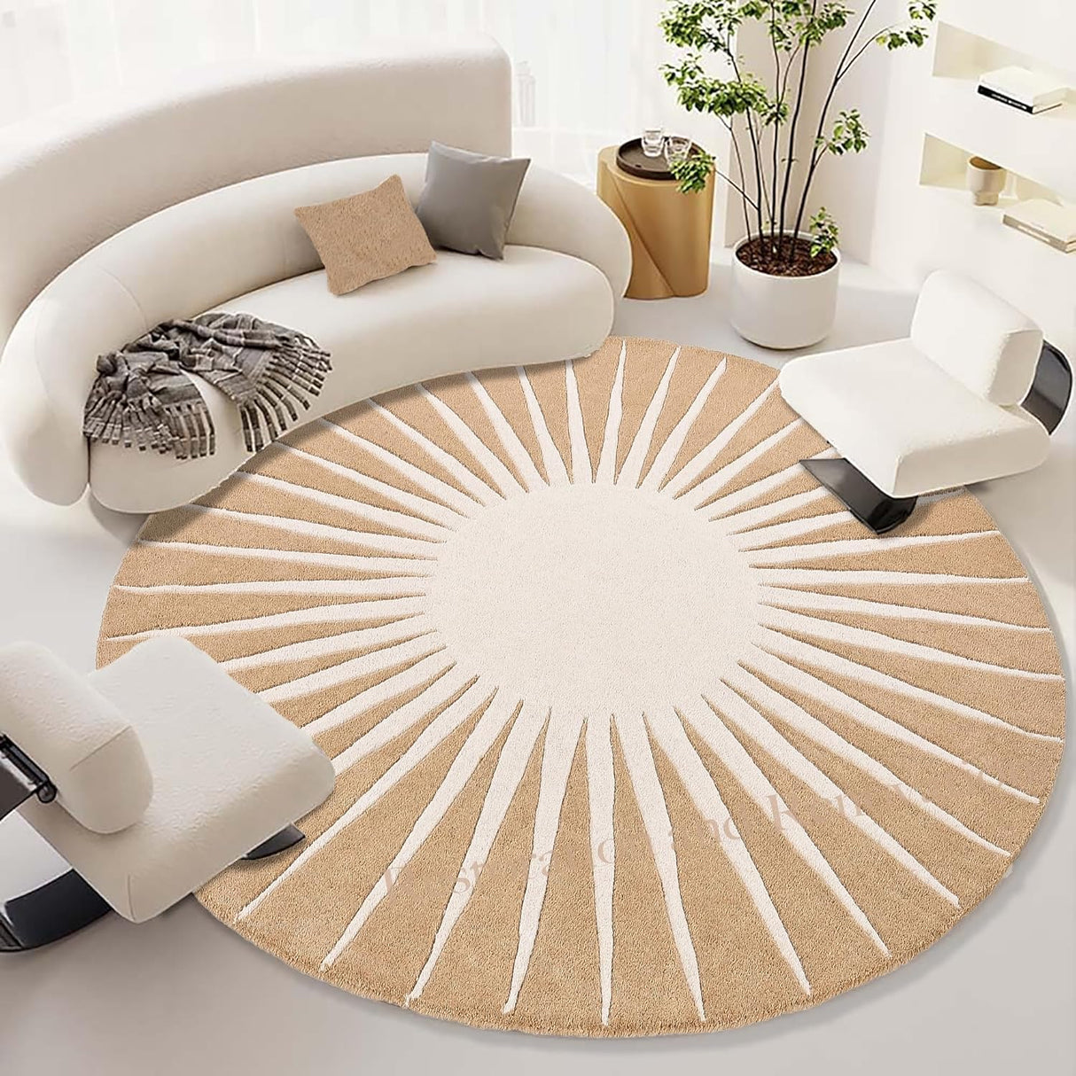 Modern Round Area Rug – Hand-Tufted with 100% New Zealand Wool