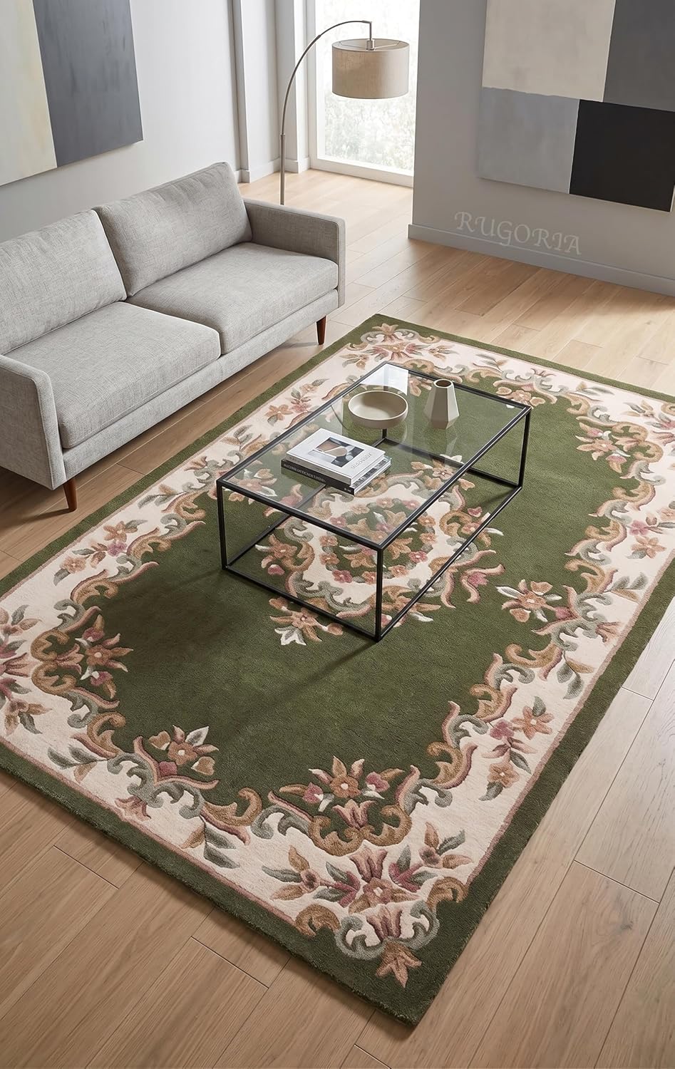 Handmade Traditional Wool Rug | Floral Medallion Border Design