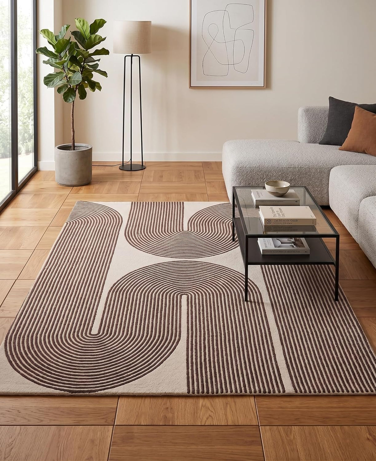 Gold, Ink & Olive Modern Hand-Tufted Wool Area Rug
