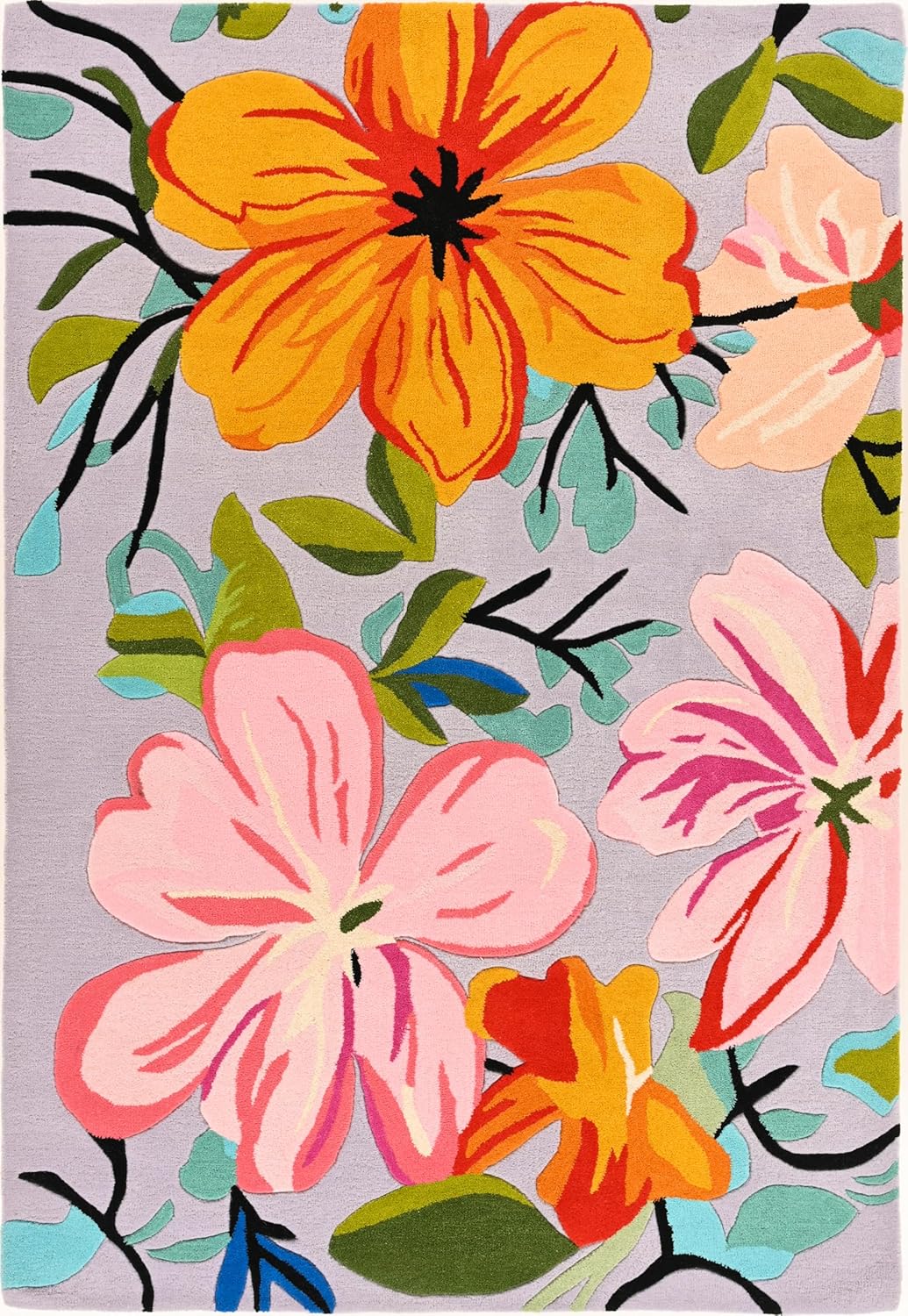 Hand-Tufted Wool Floral Area Rug – Elegant Garden-Inspired Design