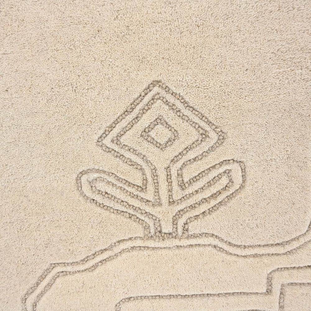 Handmade Wool Area Rug - Beige Tribal Geometric Pattern | Large, Soft & Plush Hand-Tufted Carpet | Modern Boho Neutral Living Room, Bedroom, Dining Room & Office Décor