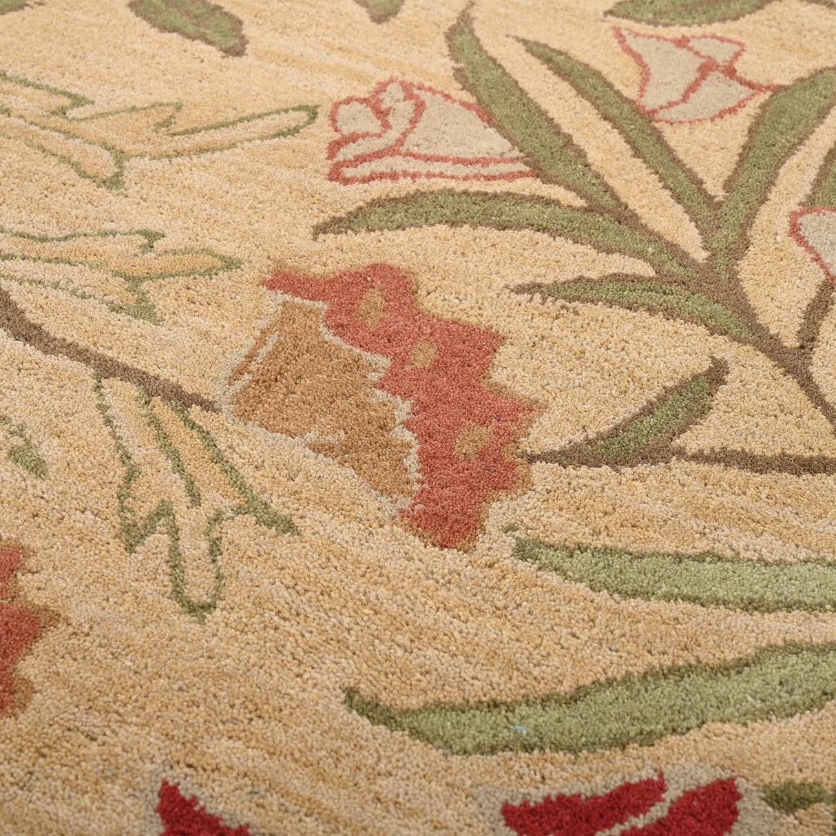 Hand-Tufted Adeline Wool Rug in Beige/Blue with Traditional Floral Tulip Design