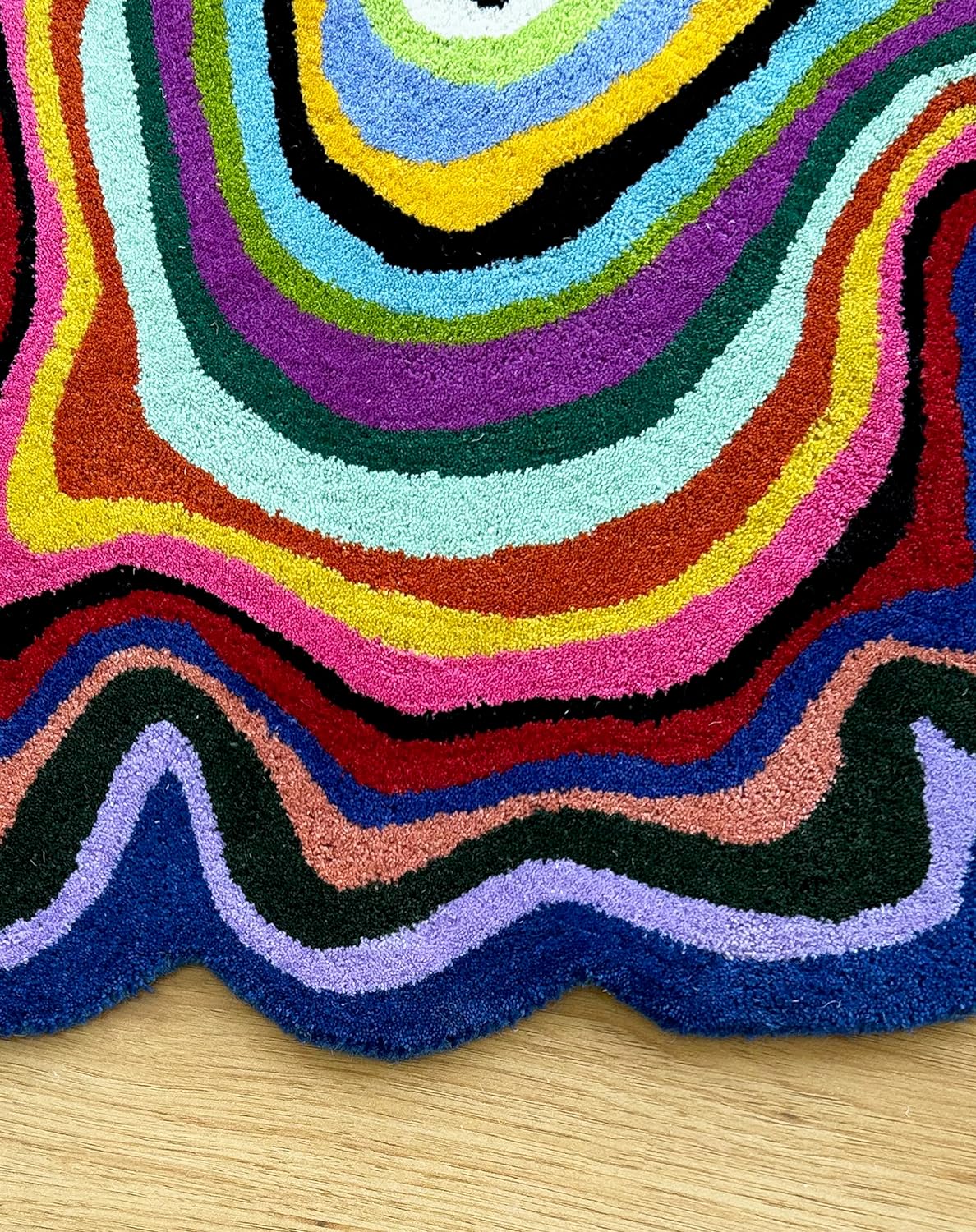 Irregular Shaped Handmade Wool Area Rug