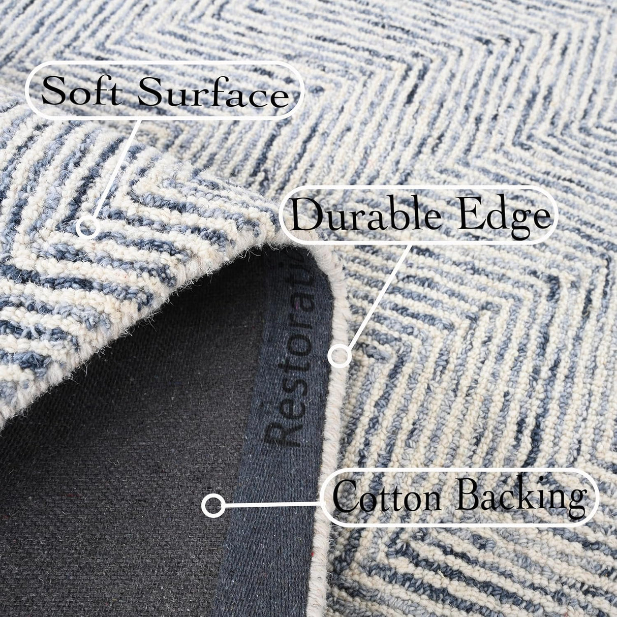 Modern Herringbone Chevron Collection Handmade Wool Rug