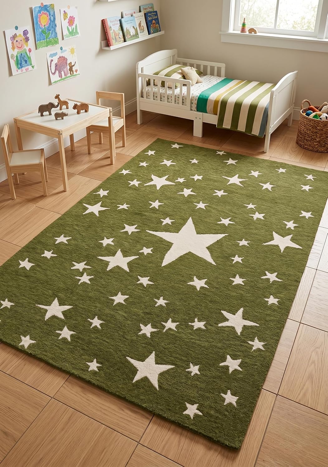 Hand-Tufted Star Wool Rug for Kids | Soft, Thick & Durable Starry Night Design