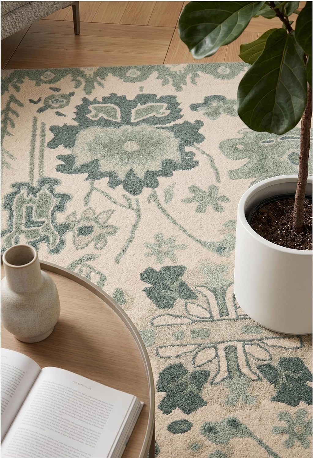 Handmade Oushak Wool Area Rug – Featuring Floral and Botanical Patterns in Soft Tones