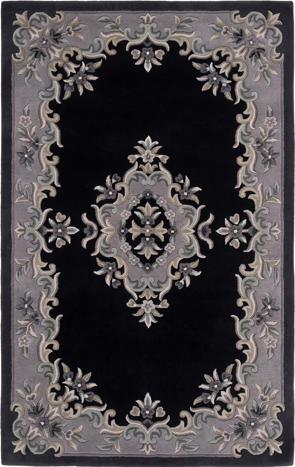Handmade Traditional Wool Rug | Floral Medallion Border Design
