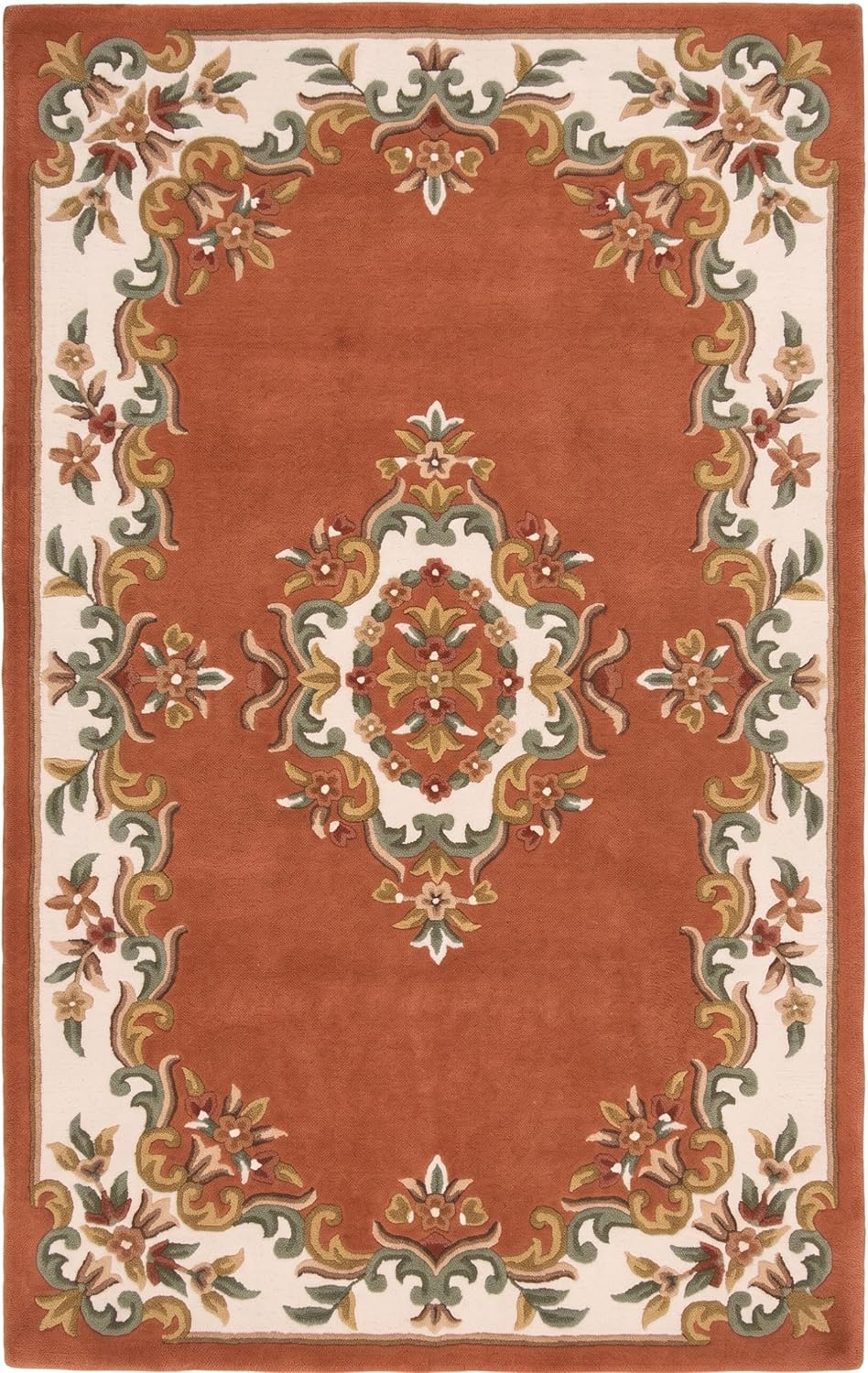 Handmade Traditional Wool Rug | Floral Medallion Border Design