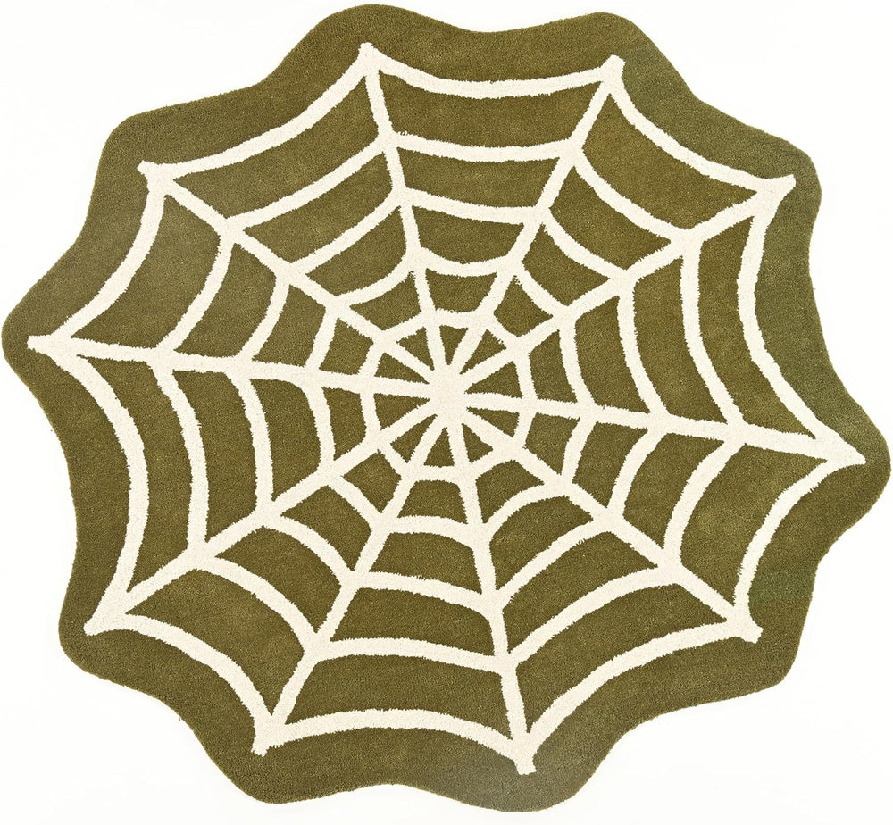 Handcrafted Spider Web Wool Rug