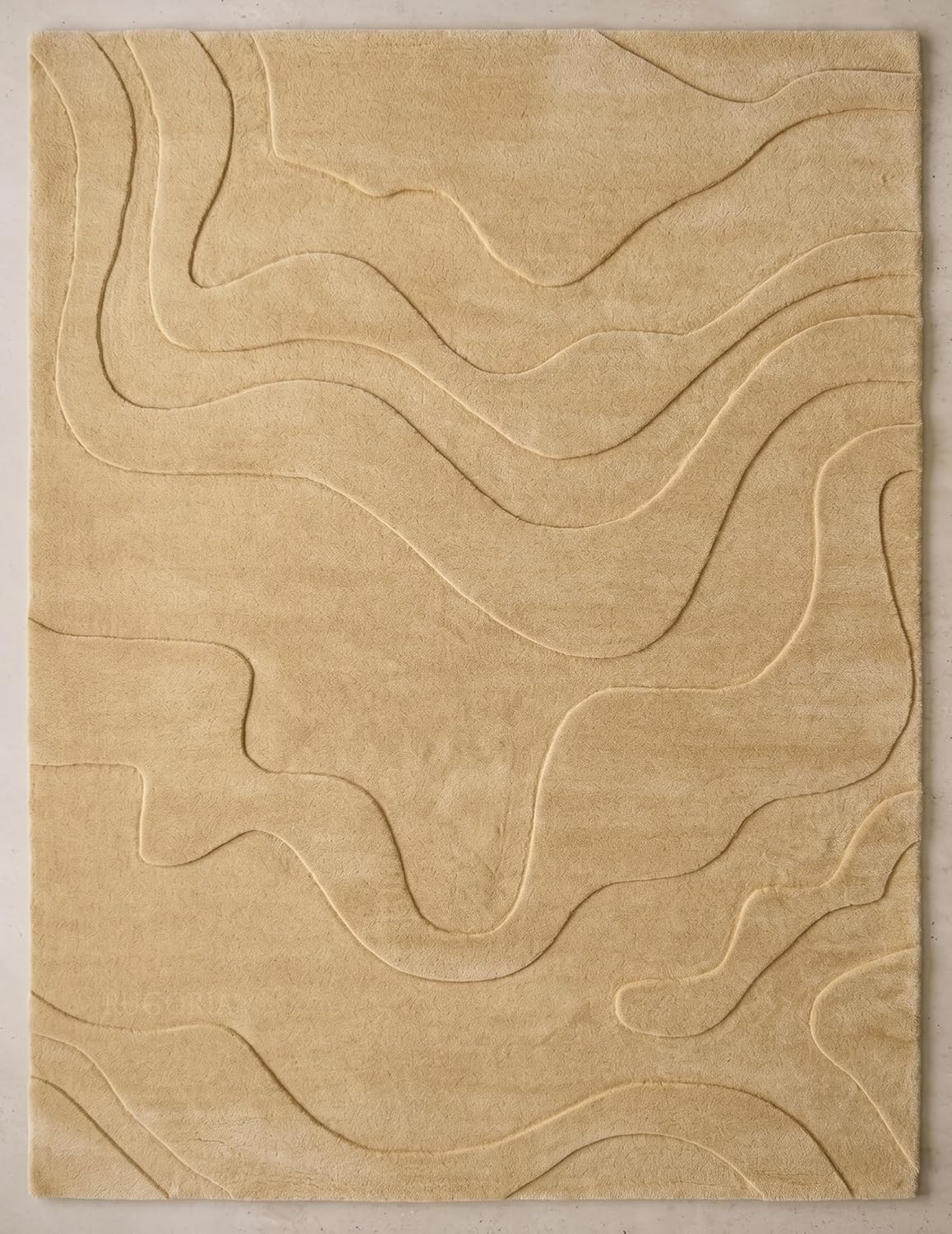 Modern Abstract Hand-Tufted Wool Area Rug Carved High-Low Pattern