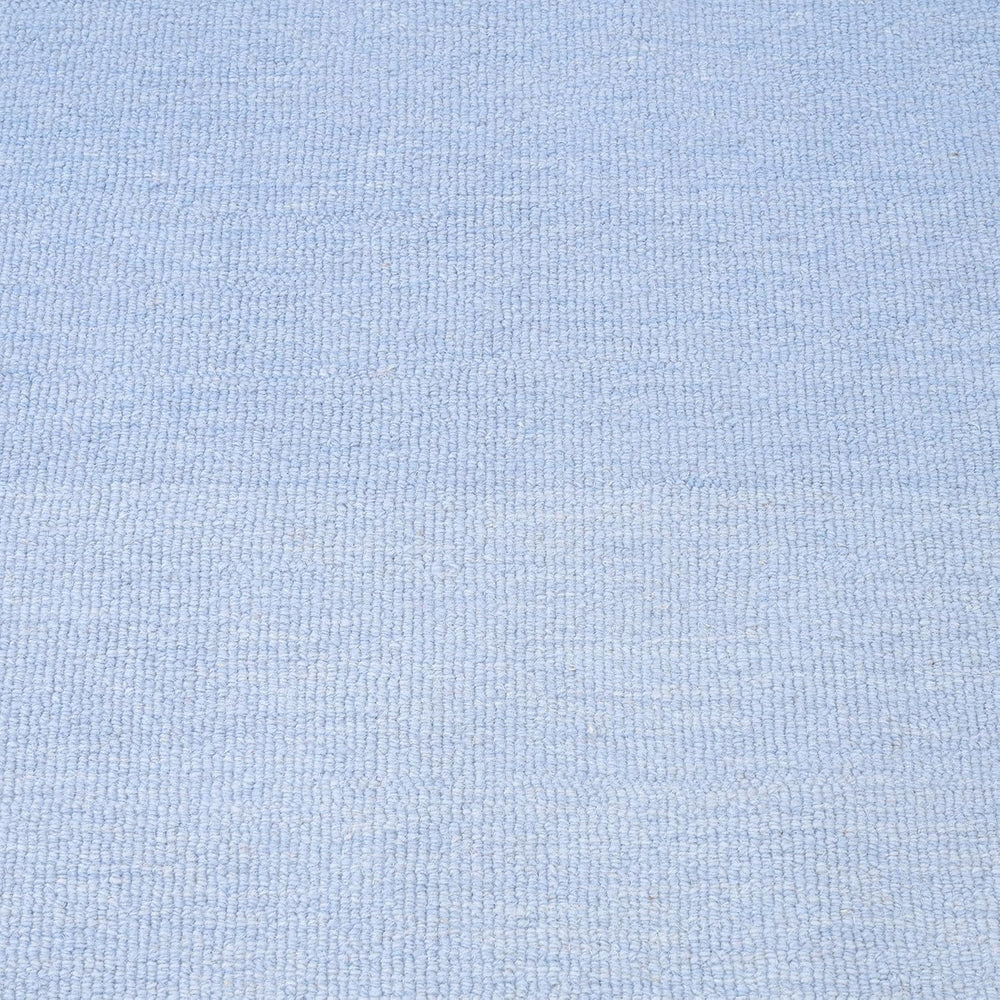Handcrafted Soft Blue Scalloped Wool Rug - 100% Wool Plush Carpet, Durable & Thick Textured Weave Rugs