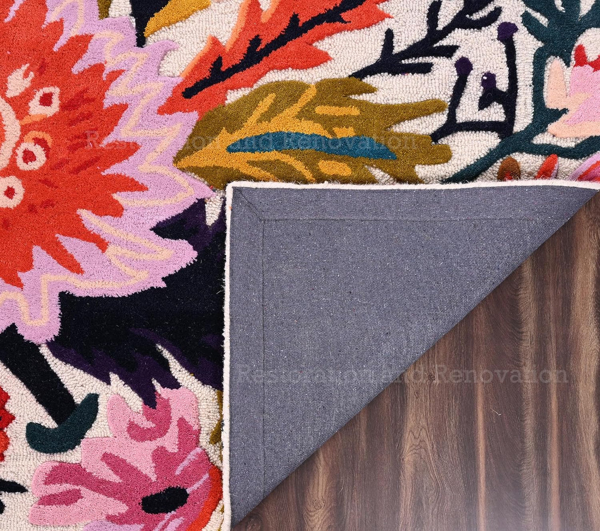 Hand-Tufted Wool Floral Area Rug – Colorful Botanical Garden Design