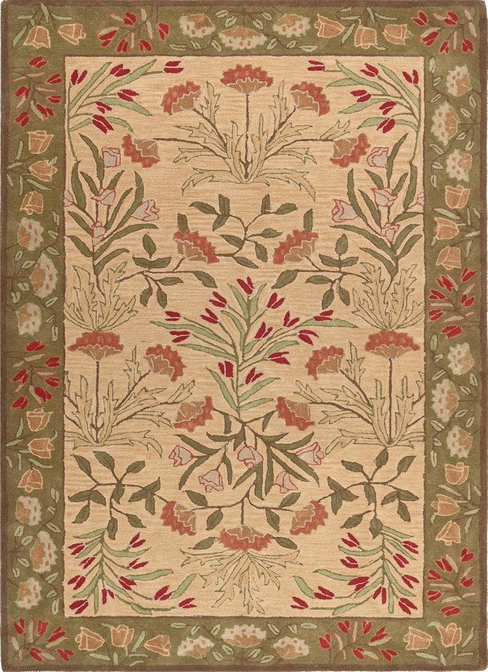 Hand-Tufted Adeline Wool Rug in Beige/Blue with Traditional Floral Tulip Design