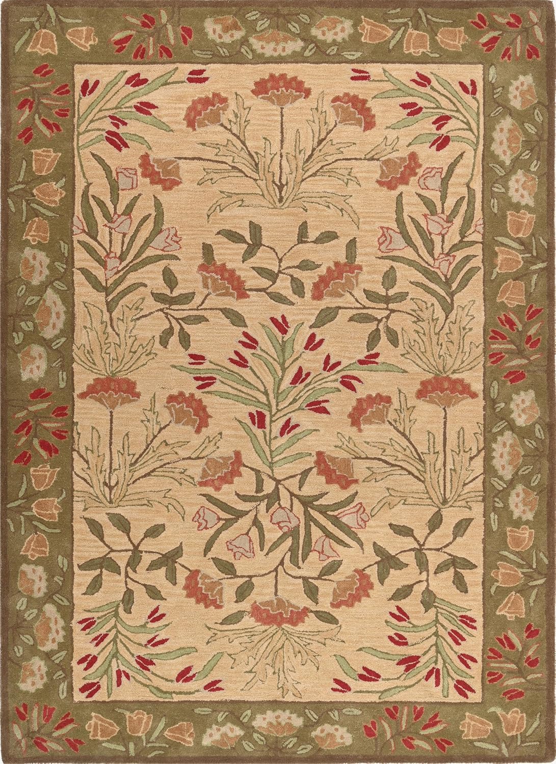 Hand-Tufted Adeline Wool Rug in Beige/Blue with Traditional Floral Tulip Design