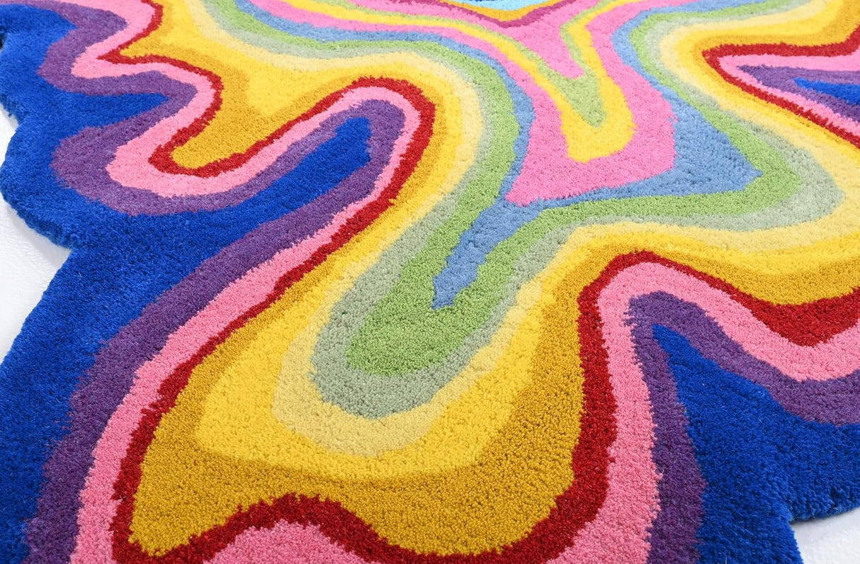 Irregular Shaped Handmade Wool Area Rug