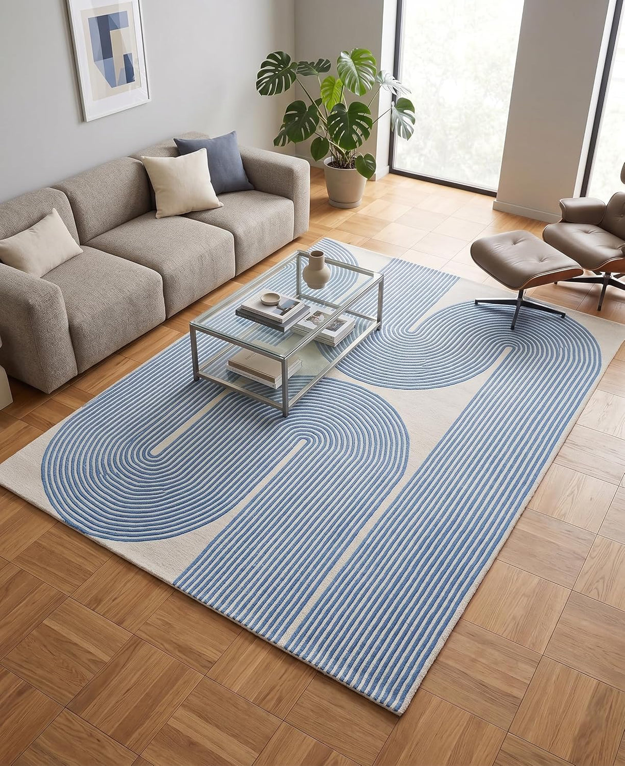 Gold, Ink & Olive Modern Hand-Tufted Wool Area Rug