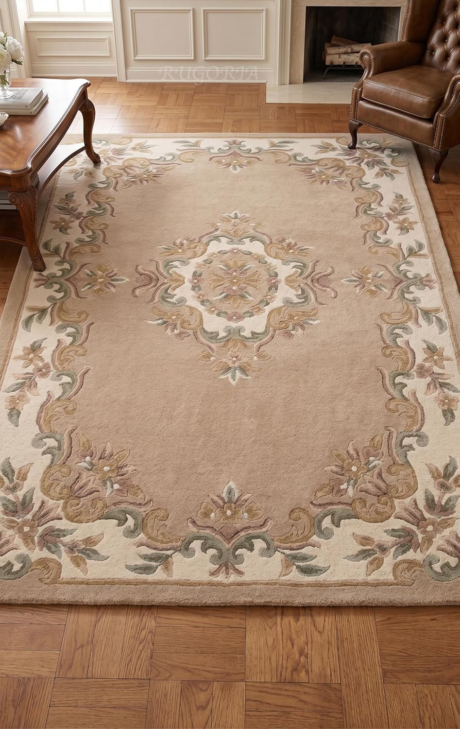 Handmade Traditional Wool Rug | Floral Medallion Border Design