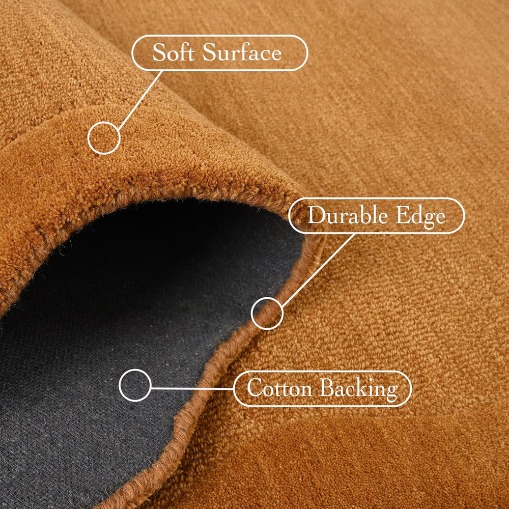 Scalloped Wool Rug – Hand-Tufted, Thick & Soft, Wavy Edge with Cotton Backing