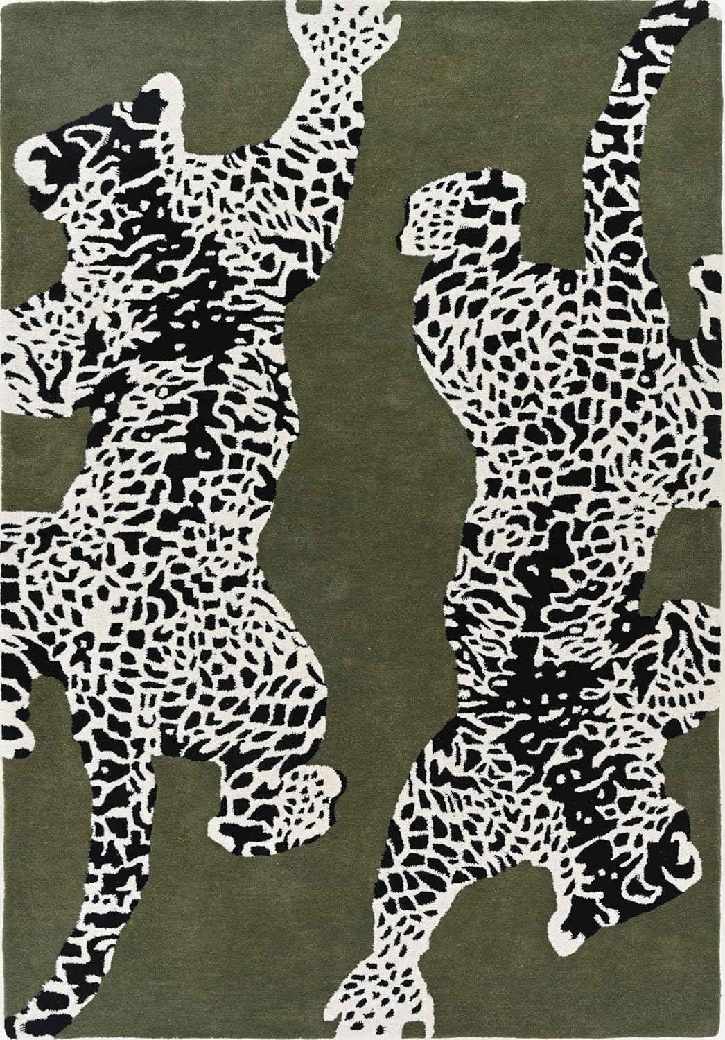 Climbing Jaguar Modern Handmade Wool Area Rug