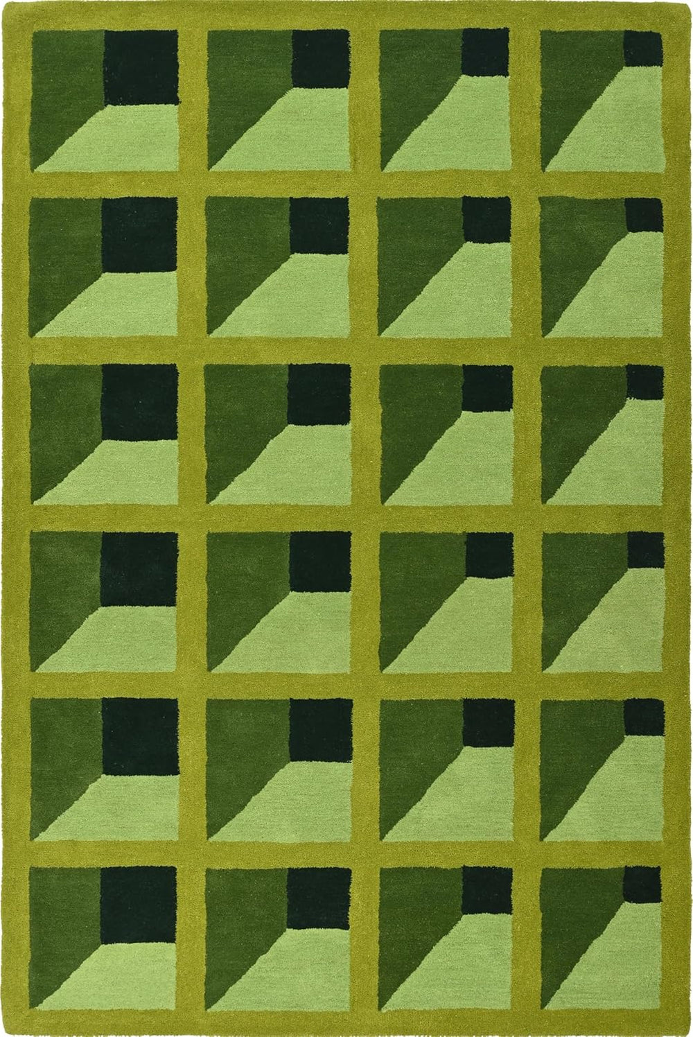 Hand-Tufted Wool Rug – Gustavian Floral Garden Maze in Lush Green Tones