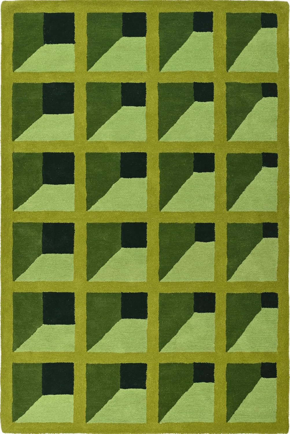 Hand-Tufted Wool Rug – Gustavian Floral Garden Maze in Lush Green Tones